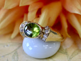 Cabochon Peridot Ring with Diamonds