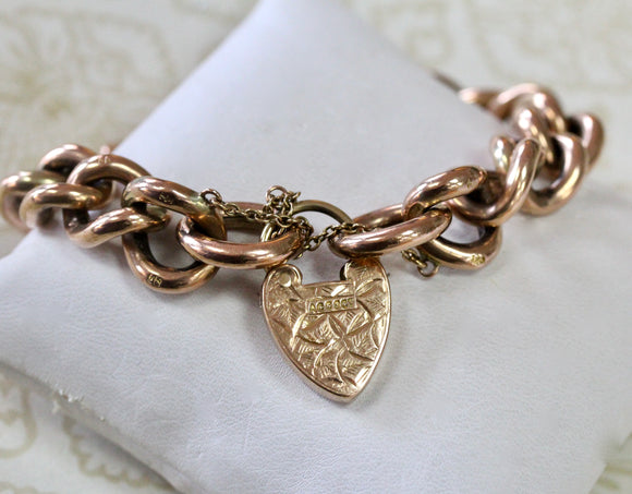 ANTIQUE English Bracelet with Heart Clasp
