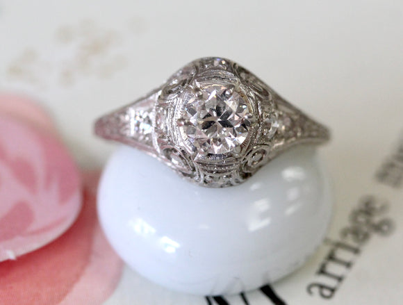 Platinum Diamond Engagement Ring ~ Circa 1925