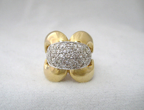 Yellow Gold and Pave Diamond Ring