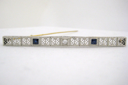 Diamond and Sapphire Bar Pin