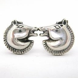 Vintage Taxco Mexican Sterling Silver Horse Head Cufflinks