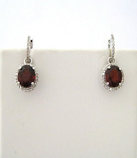 Hoop Earrings with Removable Garnet and Diamond Drops