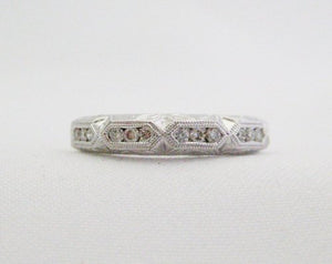 Etched Wedding Band with 3 Diamond Intervals