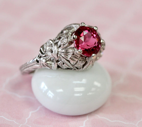 Pink Tourmaline with Diamonds ~ Vintage