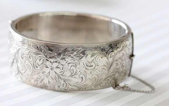 Antique & Chic ~ Sterling Bracelet with decorative etching