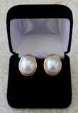 Oval Shaped Mabe Pearl Earrings