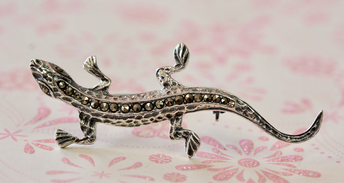 Sterling Silver Marcasite LIZARD Pin – Fancy Flea Antiques