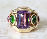 Amethyst Ring with Pink & Green Tourmaline ~ BOLD
