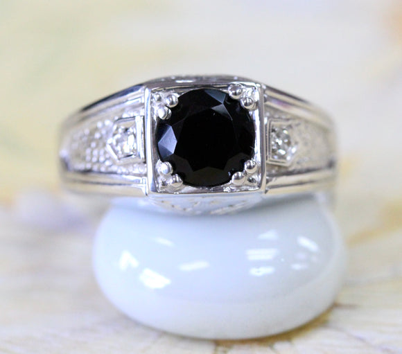 Men's DIamond & Sapphire Ring