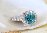Blue Zircon Ring with Diamonds ~ VIBRANT