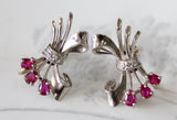 Diamond & Ruby Earrings ~ Circa 1940's