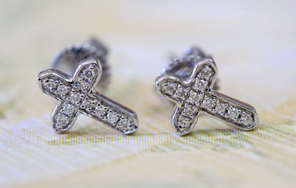 Diamond Cross Earrings ~ Petite