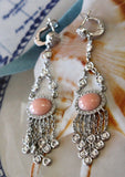 GORGEOUS  ~ Angel Skin Coral & Diamond Drop Earrings