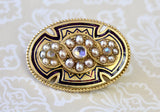 Moonstone & Pearl Enamel and Gold Pin/Locket ~ Circa 1880