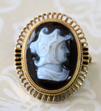 Stone Cameo Oval Pin ~ ANTIQUE