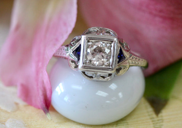 Diamond & Sapphire Ring ~ ANTIQUE