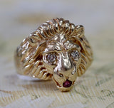 LION RING with Diamond Eyes