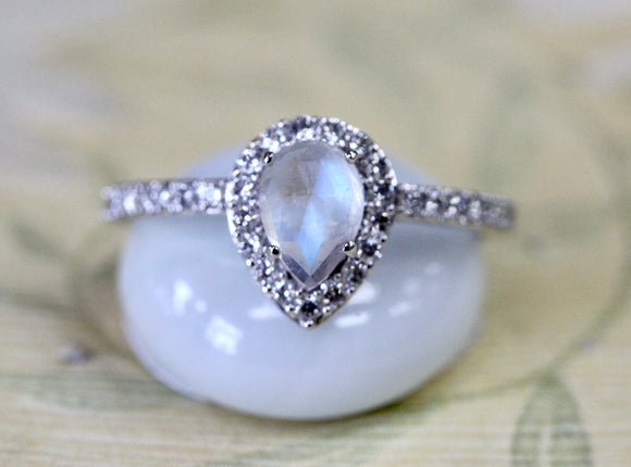 Moonstone & Diamond Ring