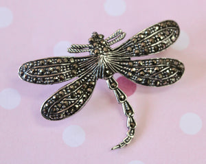 Sterling Silver & Marcasite DRAGONFLY Pin