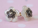 Sterling Silver, Mother of Pearl & Marcasite Earrings