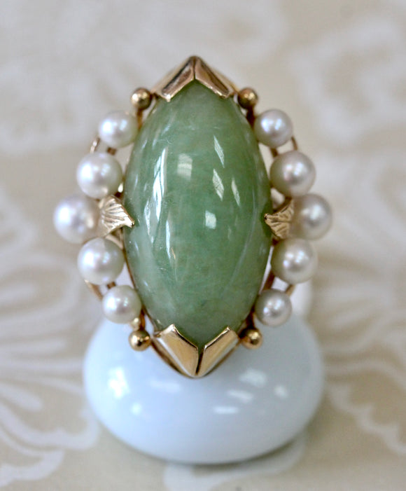 Jade & Pearl Ring ~ VINTAGE