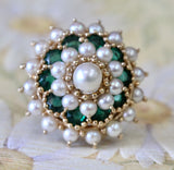 Emerald Doublet & Pearl Pendant / Pin