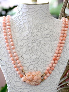 Coral Beaded Necklace ~ Double Strand