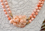 Coral Beaded Necklace ~ Double Strand
