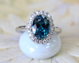Blue Zircon & Diamond Ring ~ 3+ Carats