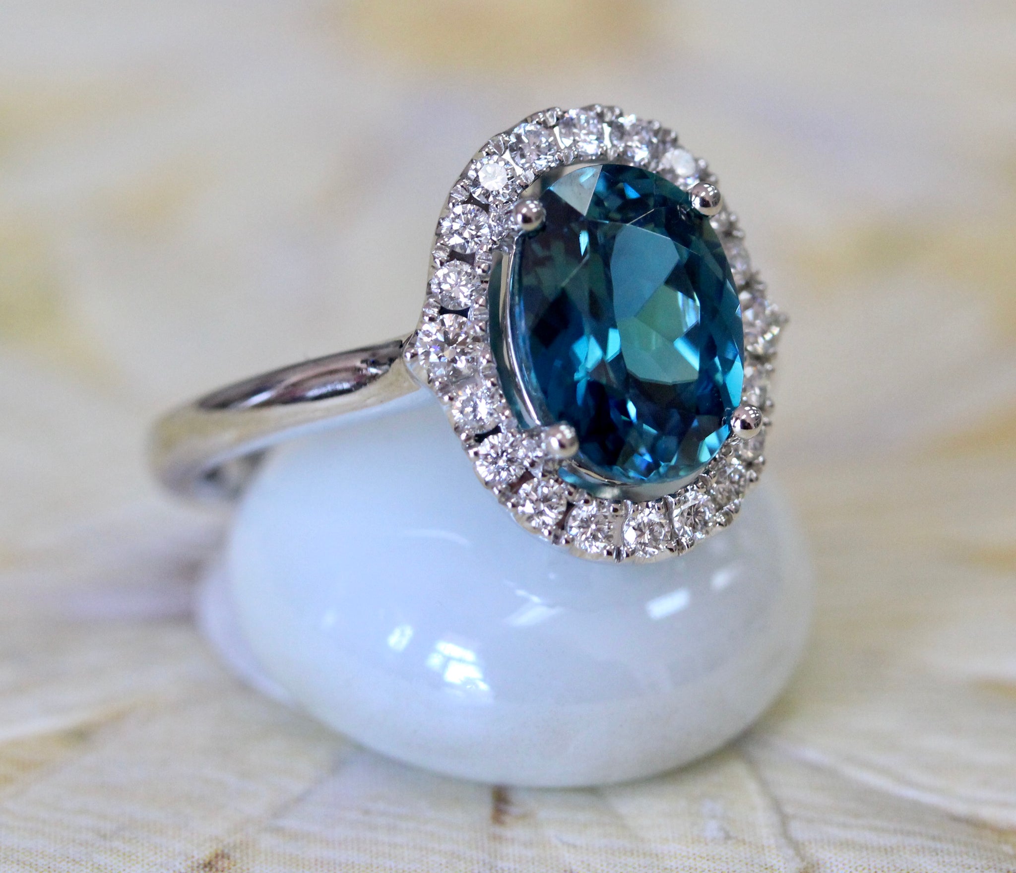 Blue Topaz deals and Zircon ArtDeco Ring