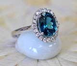 Blue Zircon & Diamond Ring ~ 3+ Carats
