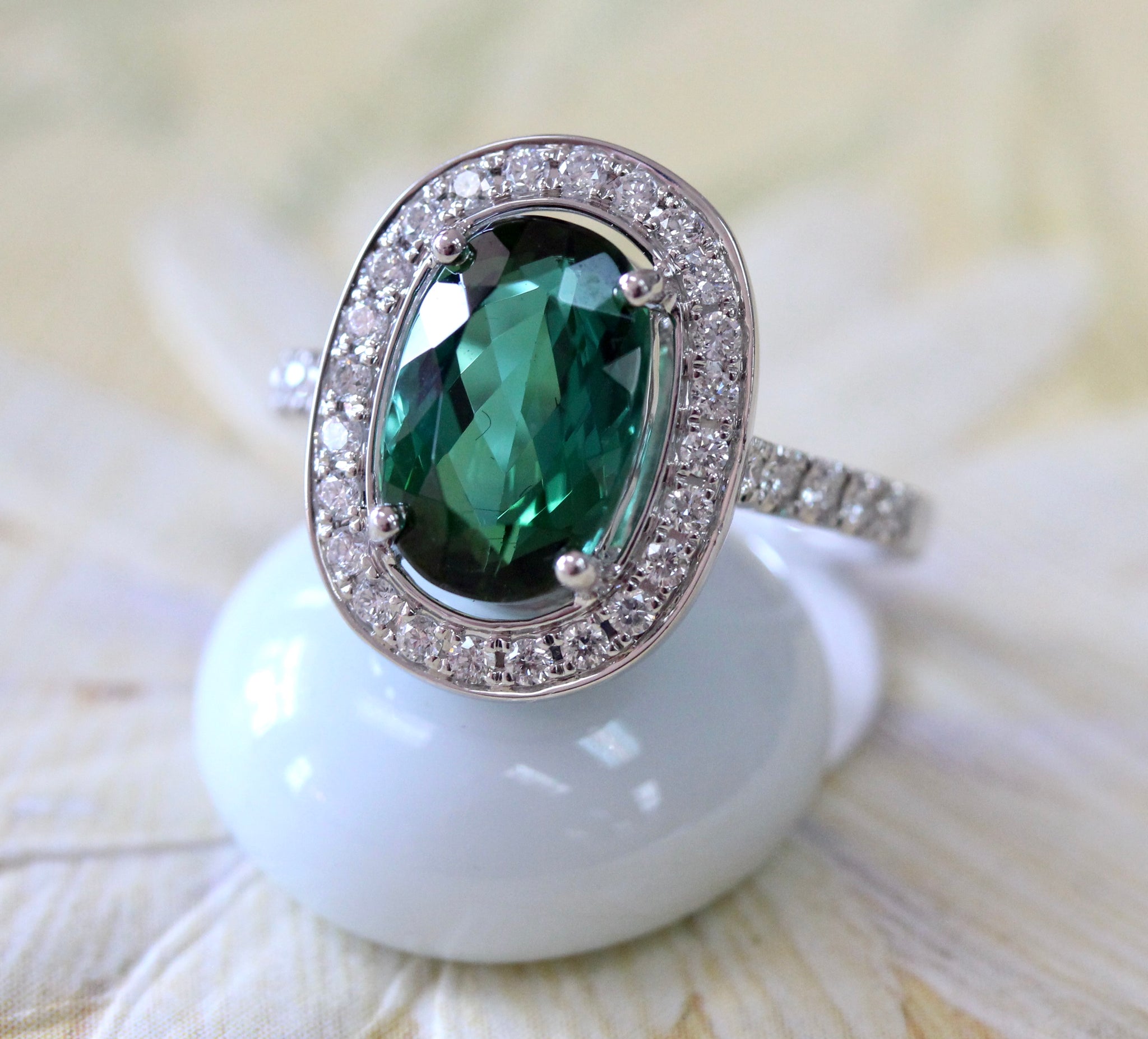 Emerald Cut Three Stone Emerald Green Engagement Ring Sterling Silver
