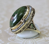 Turquoise & Seed Pearl Ring ~ VINTAGE