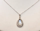 Blue Flash MOONSTONE & Diamond Necklace