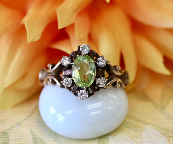 Arizona Peridot Gold Jewelry Oval Peridot Diamond Accent Swirl Ring 050471  - Sami Fine Jewelry