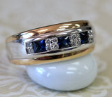 MEN'S Sapphire & Diamond Ring ~ Two-Tone Setting