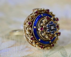 Sapphire, Ruby & Diamond RING Watch ~ VINTAGE.
