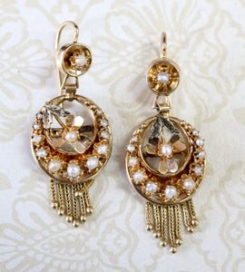 ANTIQUE Earrings with Pearl Accents