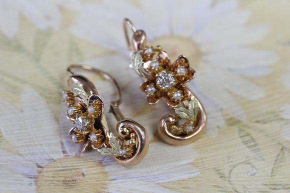 Diamond & Pearl ANTIQUE Earrings