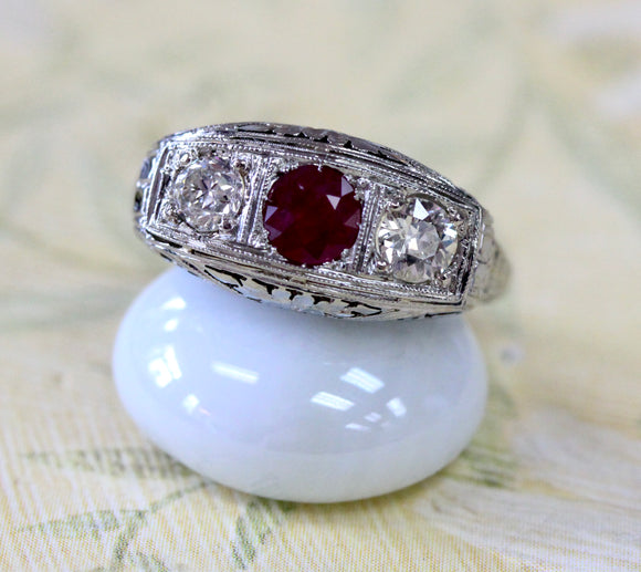 Ruby & Diamond Ring ~ Circa 1920