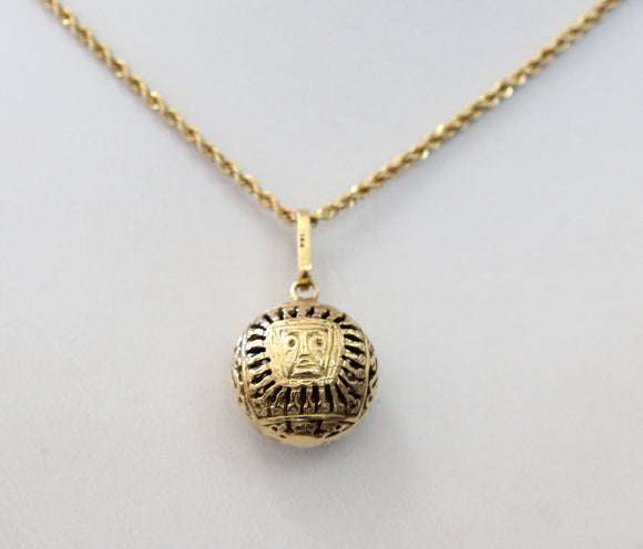Peruvian Inspired Gold Ball Pendant Necklace