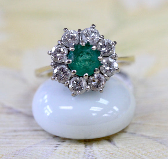 Emerald & Diamond Ring ~ Two-Tone Setting