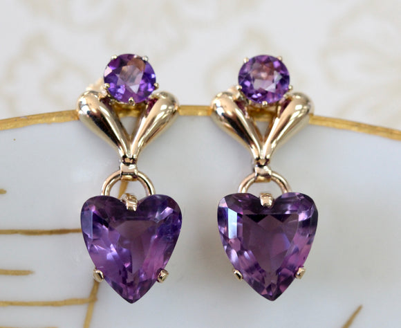 Amethyst & Gold Drop Earrings ~ ESTATE Collection