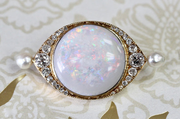 Opal, Diamond & Pearl Pin