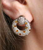 Pave Diamond & Yellow Sapphire Earrings