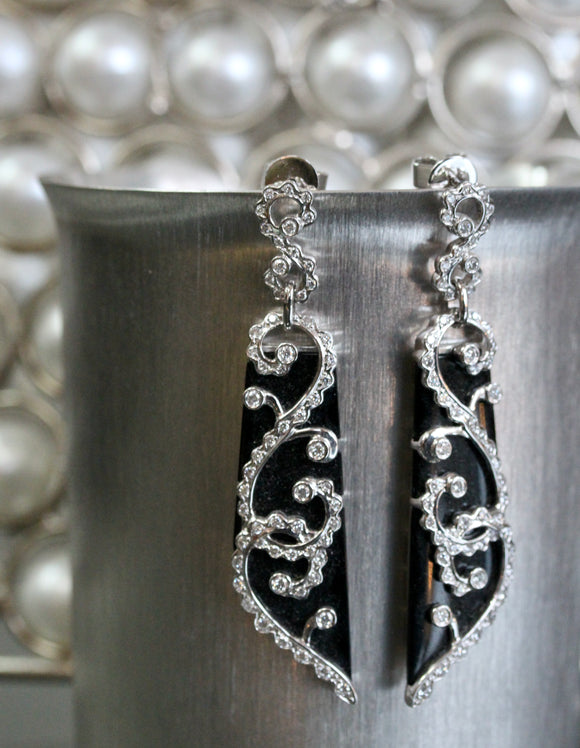 Black Onyx & Diamonds Earrings