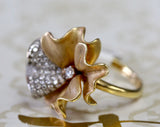 Flower Motif with Pave Diamonds Ring