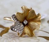 Flower Motif with Pave Diamonds Ring