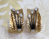 Hammered Gold & Diamond Earrings